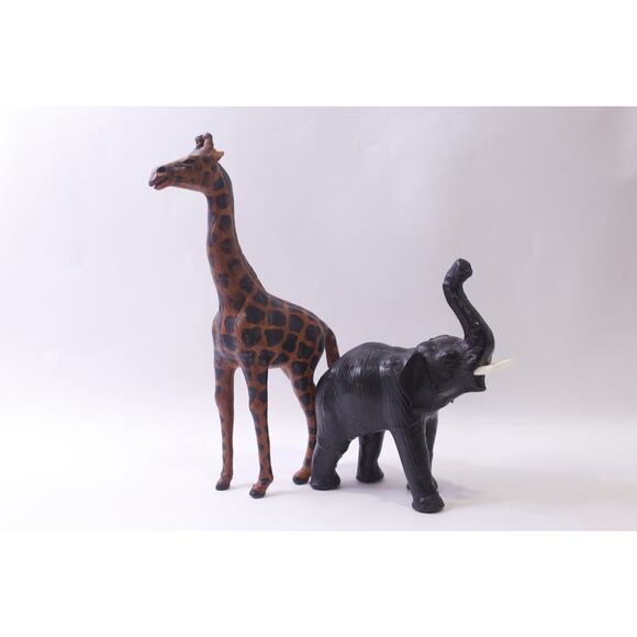 Giraffe, Elephant, Figurines, Leather, Animals, Wild Life, ~ 251013-WH 1374 - Picture 3 of 5